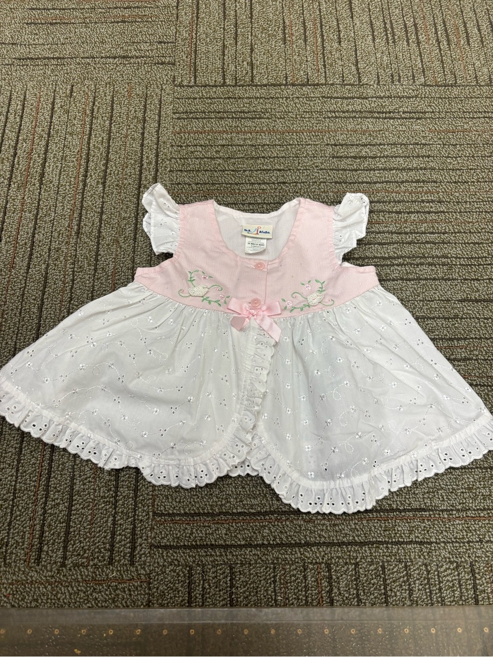 Baby Togs 24 month Pink & White Eyelet Baby Dress with Embroidered Bodice